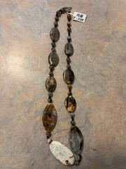 2 Chunky Natural Gemstones Necklaces Large Oval, And Small Round Stones ￼