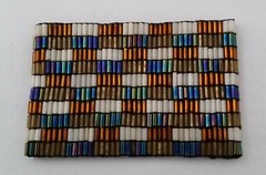 Handmade Bracelet GLASS BEADS BRONZE GOLD BLUE KHAKI BEIGE Tone 2 inch Stretch