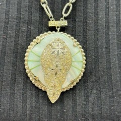 Adorned Crown Jewelry assemblage vintage mother of pearl rhinestone necklace
