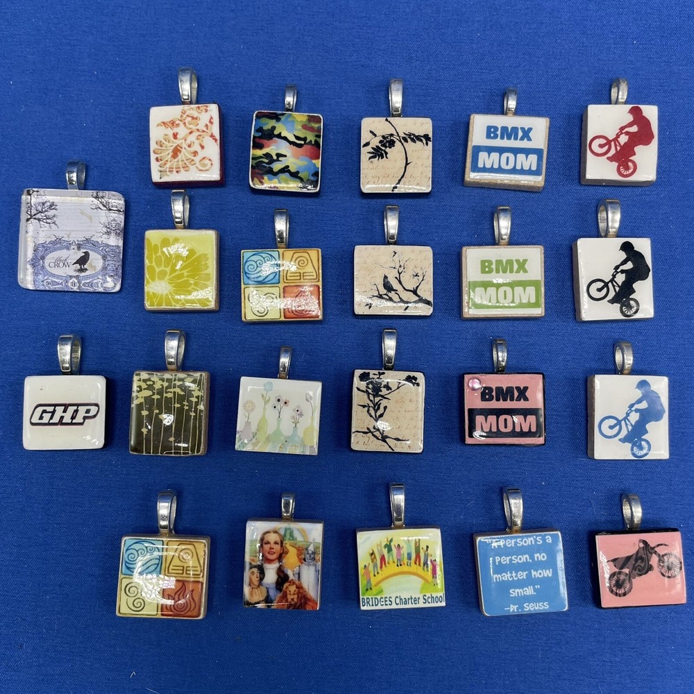 Scrabble Tile Art Jewelry Charms Pendant Mixed Lot Of 22 Wizard Of Oz Dirt Bikes