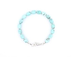 Soft Mint Powder Blue Turquoise Bracelet in Sterling Silver with Lobster Clasp