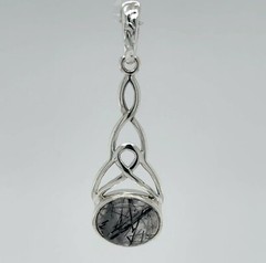 Oval Square / Rectangle RUTILATED QUARTZ Celtic Pendant 925 STERLING SILVER #3e