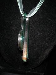 Handmade Blown Glass Music Treble Clef jewelry 2.5″ pendant artisan 17″ Necklace