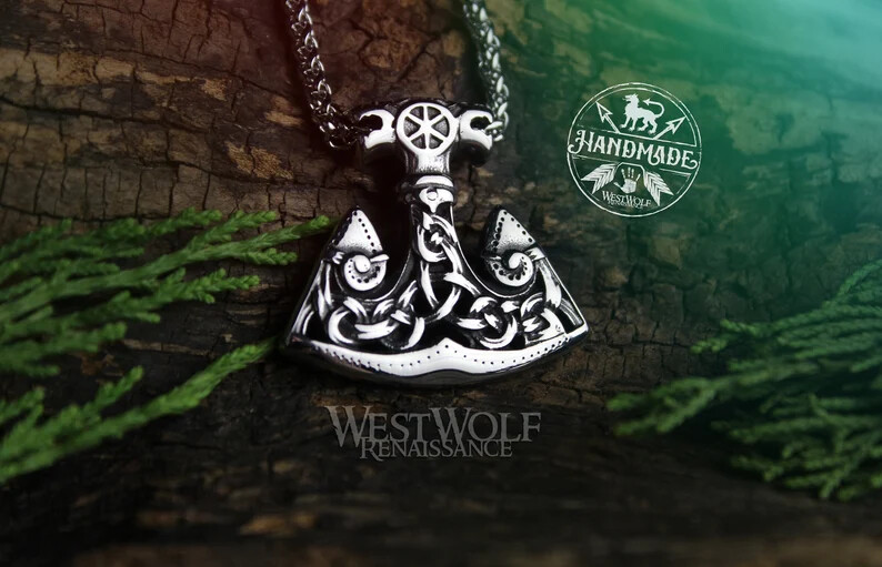 Slavic Axe of Perun Pendant with Stainless Steel 24 Inch Chain – Viking/Norse/Ax