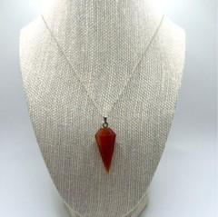 Natural Orange Aventurine Gemstone Rock Reiki Chakra Pendant & Silver Necklace