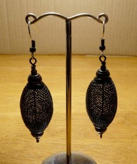OBSIDIAN BLACK EARRINGS_3.9 GRAM EACH_HYPOALLERGENIC WIRES_LITE OPEN MESH_262689
