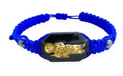 St. Jude Reversible Corded Adjustable Blue Gold Plated Bracelet Judas Pulsera
