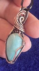Amazonite ~ Handmade Copper wire wrapped pendant jewelry 10j