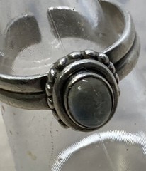 Handmade 925 Sterling Silver Gray Moonstone Cabochon RING Sz6.75 Adjustable 3.7g