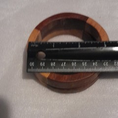 Handcrafted Wood Bangle Bracelets Set Brown Beige Round Unisex Adults 8cm