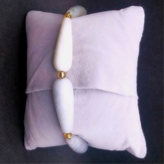 Natural Multi-Color Agate Bracelet Stretch Cylinder Beads Artisan Made Earthy