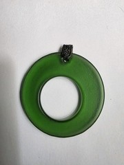 Frosted Green Glass Ring Pendant