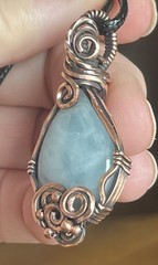Aquamarine ~ Handmade Copper wire wrapped pendant jewelry 12u