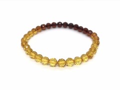 Amber Bracelet Gift FACETED Round Beads Baltic Amber Ombre Rainbow Colorful 8016