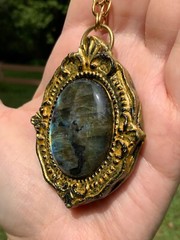 Huge Labradorite Pendant Necklace Handcrafted
