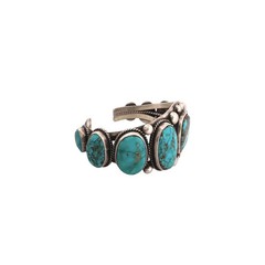 Navajo, Vintage, Bracelet, Morenci Turquoise, Circa 1960, Navajo, 6 1/2″