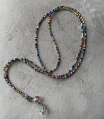 CZECH GLASS BEADS Multicolor Rainbow Wrap String Necklace 43” Handcrafted