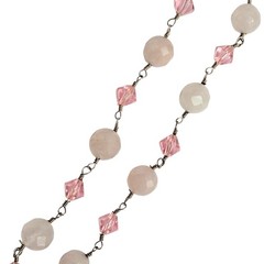 Artisan Rose Quartz Y Drop Necklace Pink Crystal Sterling Clasp 18″-20″