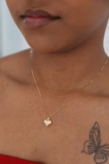 14k Solid Gold Mini Heart Necklace for Women, Puffed Heart Pendant Necklace, 585