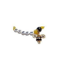 Black and Yellow Beaded Queen Bee Dangling Charm Bracelet