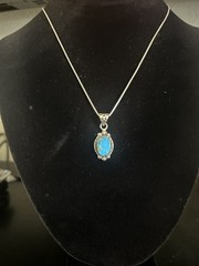 Stunning Native Style Turquoise Pendant Stamped .925 Southwest Boho Chic