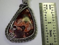 HANDMADE WIREWRAPPED AUSTRALIAN BOULDER OPAL PENDANT STERLING SILVER SETTING
