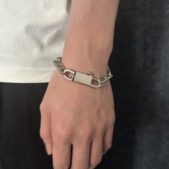 Matte Geometric Hollow Chain Lock Bracelet Unisex Dark Industrial Minimalist NEW