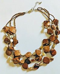 Himalayan Gems NEPAL Artisan Bronze Large Nuggets Necklace 3 Strands NWOT