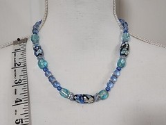 Artisan Glass Foil Beads with German Glass Beads Necklace 17 3/4″ w/o Closures