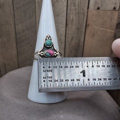 Sterling Silver Cotton Candy Turquoise Ring 3 Stone Size 6.5 Southwestern