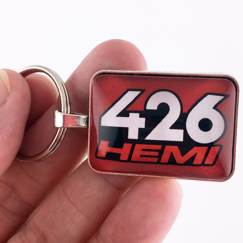 Vintage Mopar 426 HEMI Red Logo Emblem 1″ x 1.25 in Diameter Keychain