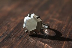Pyrite Gold Ring Anemone Hexagon Cut 14k Gold Natural Statement Jewelry