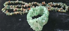 Multi Color Polished Stone Chip Necklace Stretch Cord Green Gemstone Bracelet