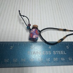 Hand Blown Glass Brown Bottle Necklace W/Purpl & Pink Clay Flowers PB-20 – PB-21