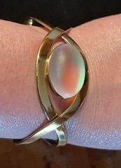 Charles Albert Multi-Color Luminite Infinity Gold-Tone Cuff Bracelet. Signed