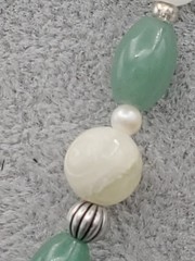Gemstone Bead Earrings & 21″ Necklace Aventurine, Carved Quartz & Faux Pearls