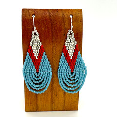 Hand Beaded Delica Bead Earrings Looped Fringe Sterling Ear Wires