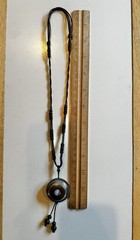 Natural Brown Agate Polished Layer Stone Pendant Brown Woven Rope Necklace BOHO