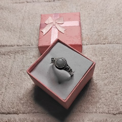 Silken White Moonstone Ring. Set In Tarnish-Resistant Rhodium Plate. Size 7