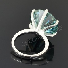 RARE 15 Ct Certified Blue Diamond Solitaire Ring, FREE Diamond Studs