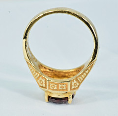 Natural Garnet 14k Solid Gold Oval Ring Engraved