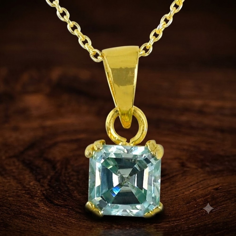 RARE 2.50 Ct Asscher Cut Blue Diamond Certified Pendant, FREE Diamond Studs