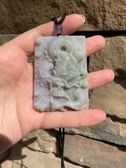 Huge Jadeite Dragon Pendant Necklace Handcrafted USA Seller