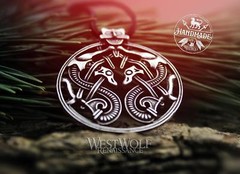Viking Twin Dragons Pendant – Borre Art Style — Norse/Celtic/Steel/Necklace