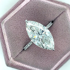 RARE 7.75 Ct Certified Marquise Cut White Diamond Solitaire Ring, FREE Studs