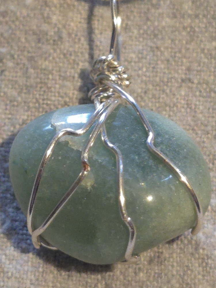 Green Aventurine Pendant On A Sterling Silver Necklace