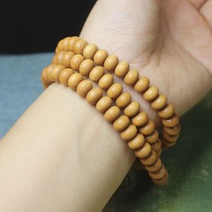 Indian Barbie Sandalwood Slice Bead 8mm x 108-Bead Buddhist Prayer Bead Bracelet
