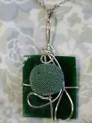 Green pendant necklace. Jewelry . Beauty. Art. Love. Green sea glass pendant.