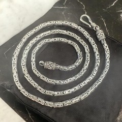 Chain Sterling Silver .925 Byzantine Bali Style w Hook and Eye Clasp. 19.5″