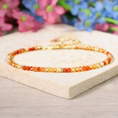 Natural 2mm Fire Carnelian Healing Reiki Energy Crystal Minimalist Bracelet